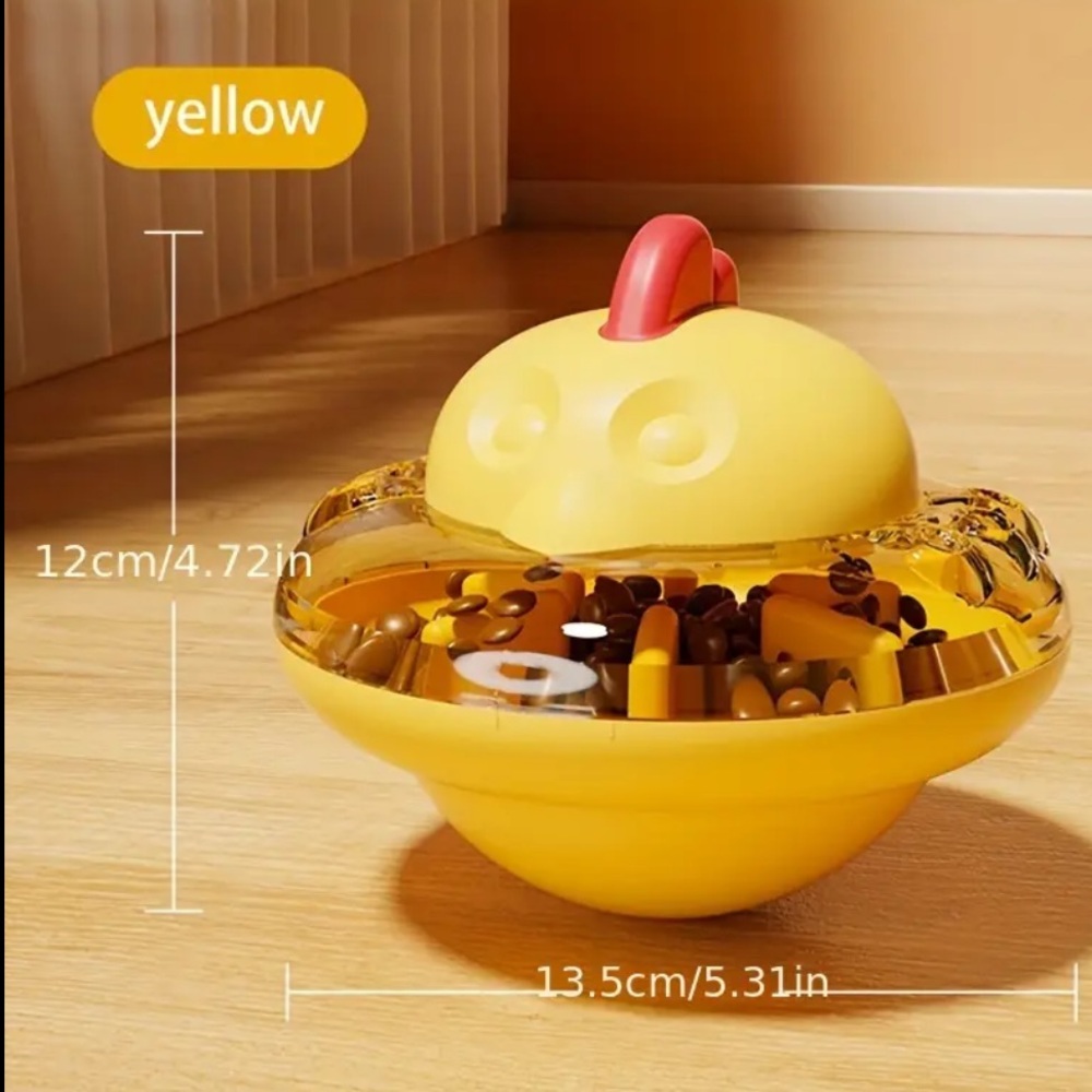 Slow Feed 🪢 NIB Yellow Chicken Shape Pet Feeder Toy - Picture 2 of 7